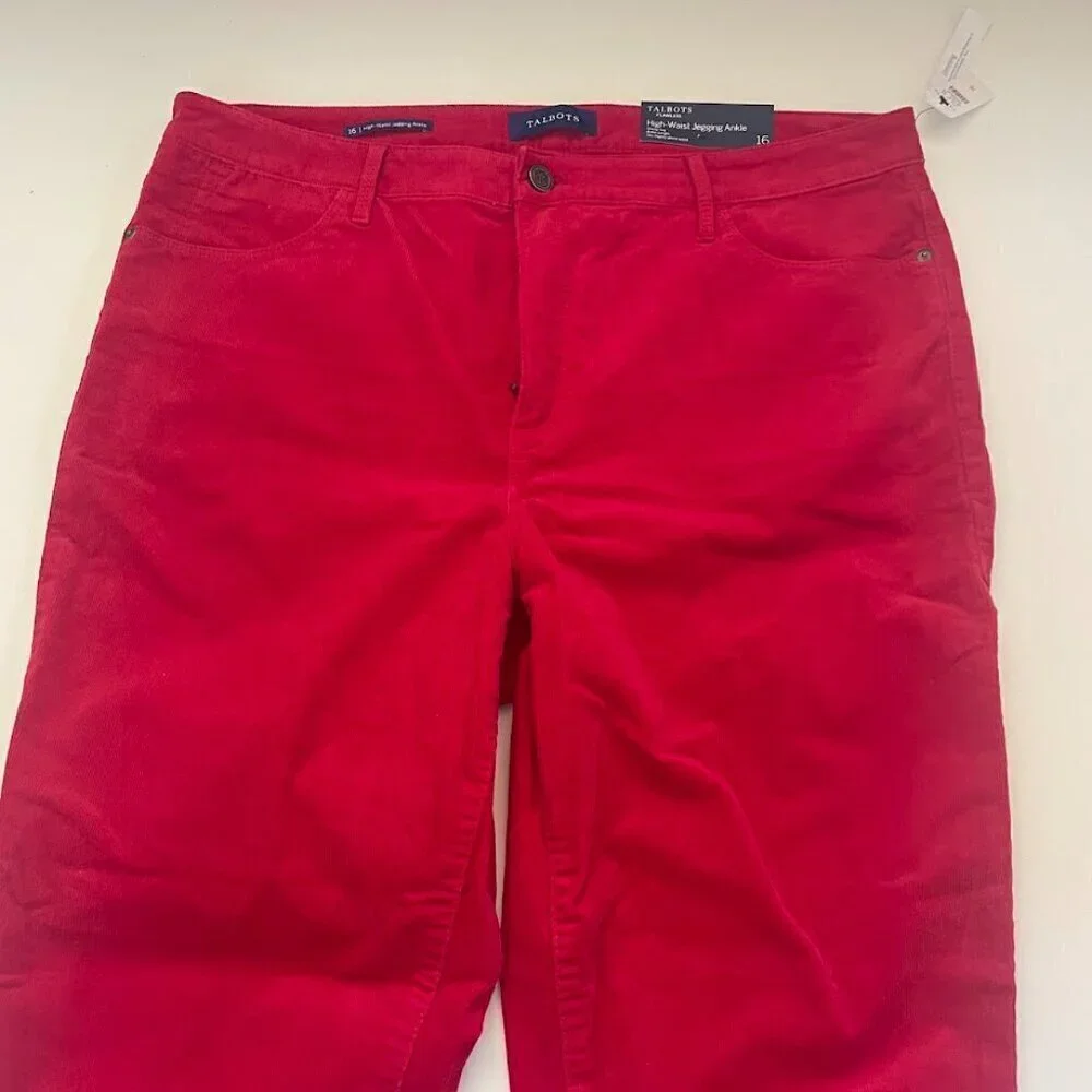 NWT Talbots Corduroy Pant Trouser High Waist Jegging Ankle Slimming Holiday
